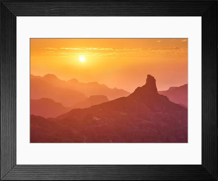 Framed Print : Sunset landscape at Roque Bentayga, Gran Canaria, Spain Framed Print : Sunset landscape at Roque Bentayga, Gran Canaria, Spain