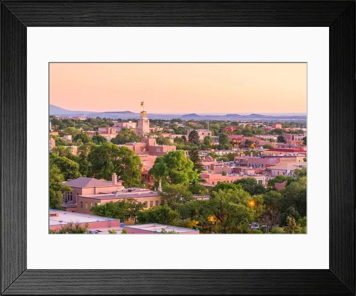 Framed Print : Santa Fe, New Mexico, USA downtown skyline at dusk Framed Print : Santa Fe, New Mexico, USA downtown skyline at dusk