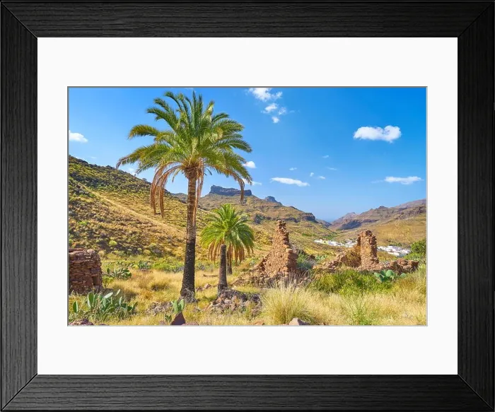 Framed Print : Canarian landscape with palm trees, Gran Canaria, Canary Islands, Spain Framed Print : Canarian landscape with palm trees, Gran Canaria, Canary Islands, Spain
