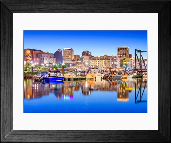 Framed Print : Tacoma, Washington, USA downtown skyline at dusk on Commencement Bay Framed Print : Tacoma, Washington, USA downtown skyline at dusk on Commencement Bay