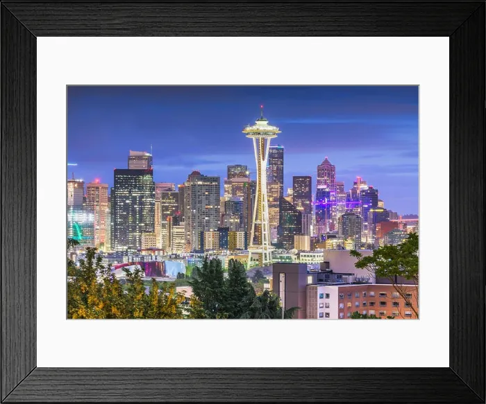 Framed Print : Seattle, Washington, USA downtown skyline Framed Print : Seattle, Washington, USA downtown skyline