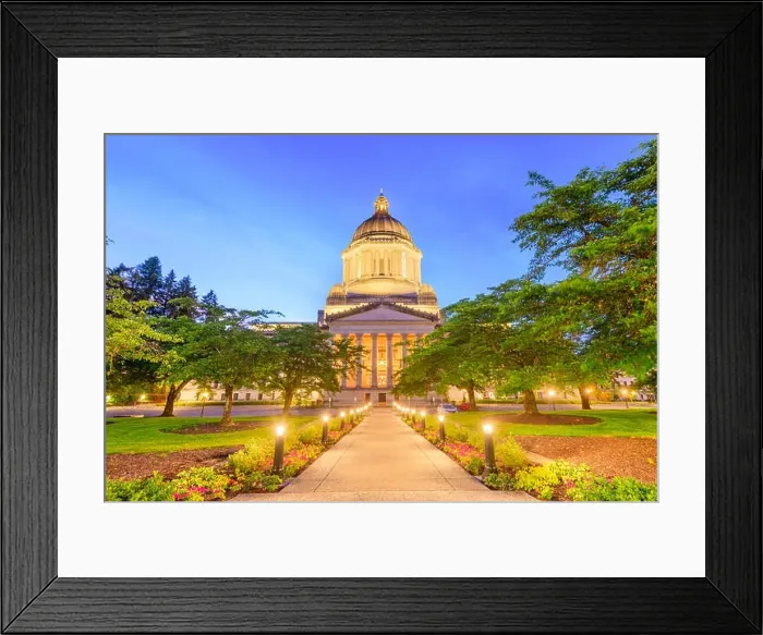 Framed Print : Olympia, Washington, USA state capitol building at dusk Framed Print : Olympia, Washington, USA state capitol building at dusk