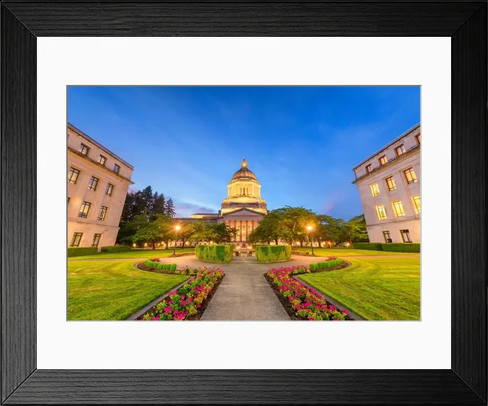 Framed Print : Olympia, Washington, USA state capitol building at dusk Framed Print : Olympia, Washington, USA state capitol building at dusk