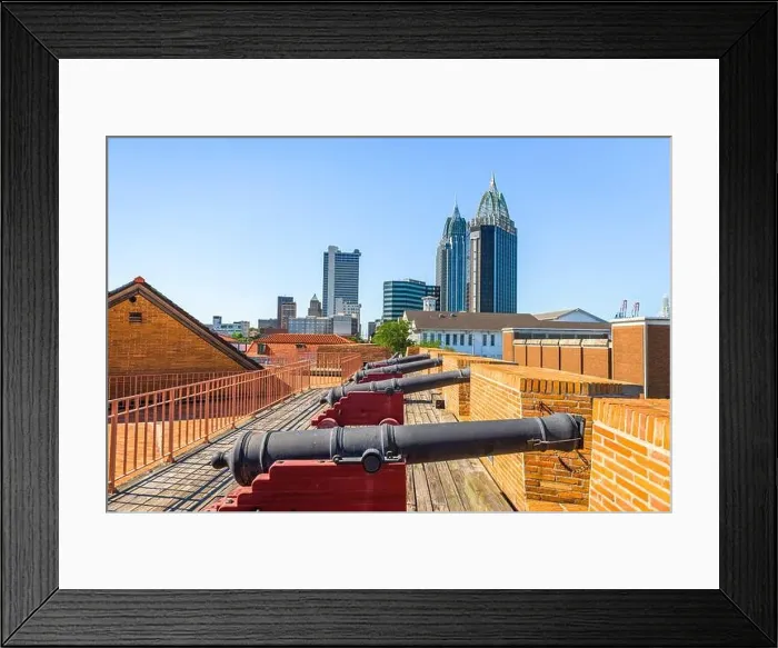 Framed Print : Mobile, Alabama, USA skyline and fort Framed Print : Mobile, Alabama, USA skyline and fort