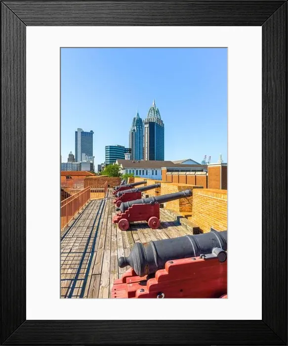Framed Print : Mobile, Alabama, USA skyline and fort Framed Print : Mobile, Alabama, USA skyline and fort