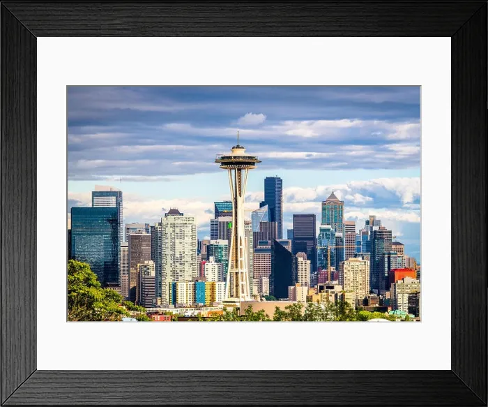 Framed Print : Seattle, Washington, USA downtown skyline