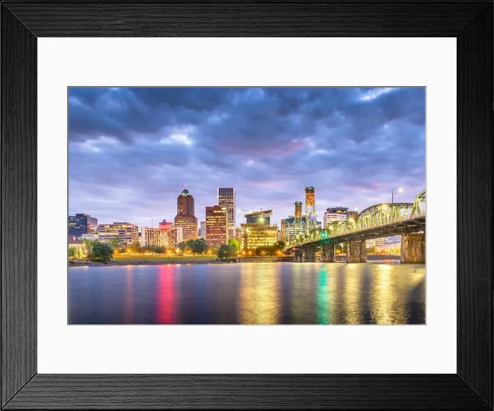 Framed Print : Portland, Oregon, USA skyline at dusk on the Willamette River Framed Print : Portland, Oregon, USA skyline at dusk on the Willamette River