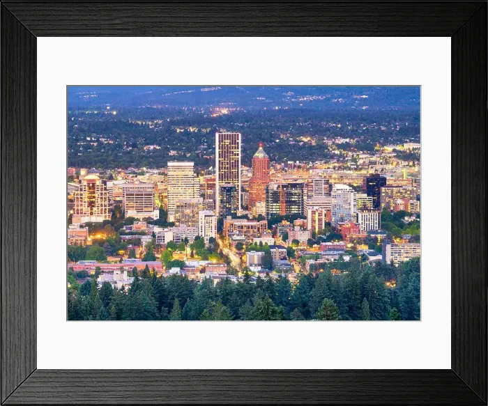 Framed Print : Portland, Oregon, USA downtown cityscape at twilight Framed Print : Portland, Oregon, USA downtown cityscape at twilight