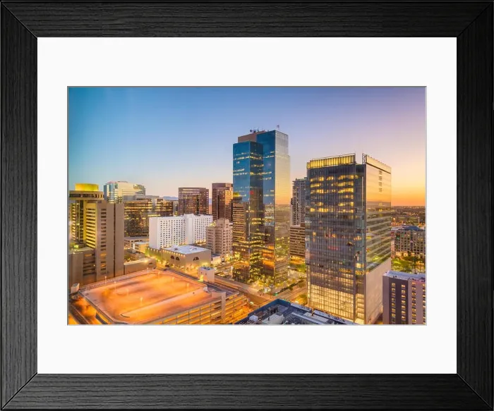 Framed Print : Phoenix, Arizona, USA cityscape in downtown at sunset