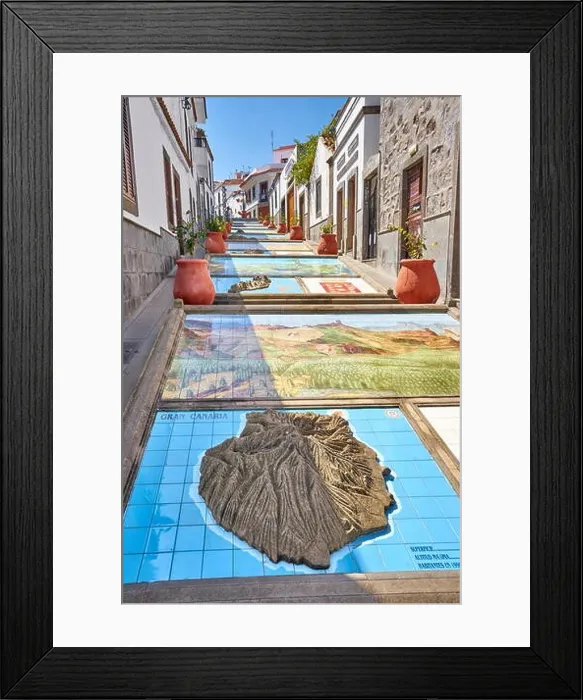 Framed Print : Ceramic tiles showing parts of the Canary Islands, Firgas, Gran Canaria, Spain Framed Print : Ceramic tiles showing parts of the Canary Islands, Firgas, Gran Canaria, Spain