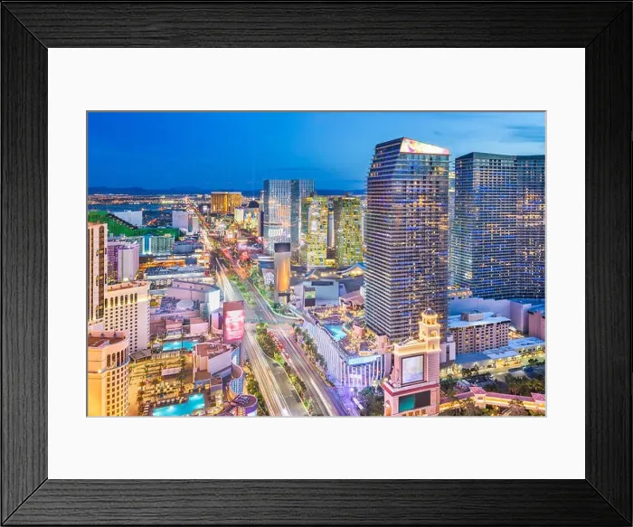 Framed Print : Las Vegas, Nevada, USA cityscape on the strip in the evening Framed Print : Las Vegas, Nevada, USA cityscape on the strip in the evening