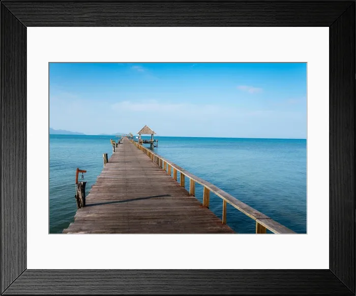 Framed Print : Long wooden bridge in beautiful tropical island beach - Koh Mak in Trat, Thailand Framed Print : Long wooden bridge in beautiful tropical island beach - Koh Mak in Trat, Thailand