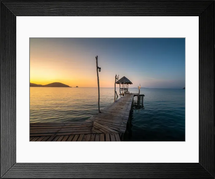 Framed Print : Long wooden bridge in beautiful tropical island beach - Koh Mak in Trat, Thailand Framed Print : Long wooden bridge in beautiful tropical island beach - Koh Mak in Trat, Thailand