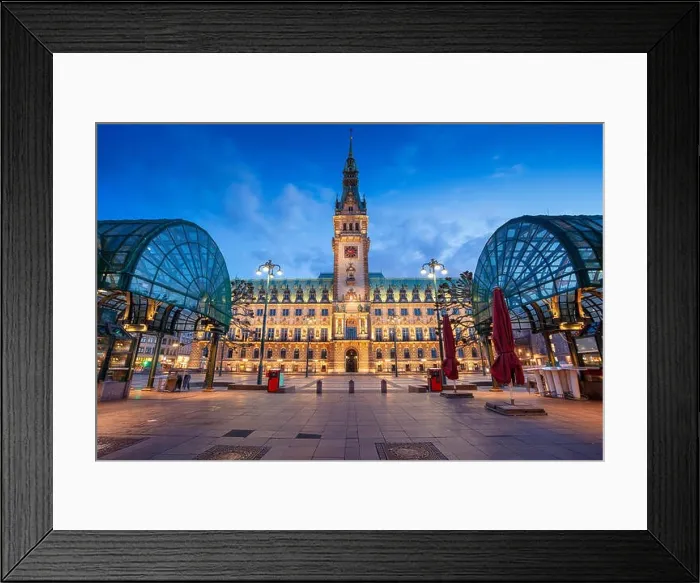 Framed Print : Hamburg, Germany. Cityscape image of Hamburg downtown with City Hall during twilight blue hour