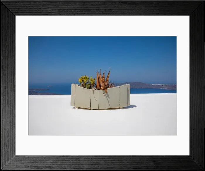 Framed Print : White wash staircases on Santorini Island, Greece. The view toward Caldera sea view idyllic travel landscape Framed Print : White wash staircases on Santorini Island, Greece. The view toward Caldera sea view idyllic travel landscape