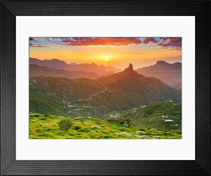 Framed Print : Gran Canaria - Sunset at Roque Bentayga, Spain Framed Print : Gran Canaria - Sunset at Roque Bentayga, Spain