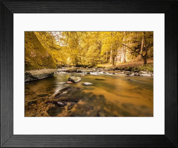 Framed Print : Autumnal forest, rocks covered with moss, fallen leaves. Mountain river with waterfalls at autumn times. Autumn colors, tranquil nature landscape Framed Print : Autumnal forest, rocks covered with moss, fallen leaves. Mountain river with waterfalls at autumn times. Autumn colors, tranquil nature landscape