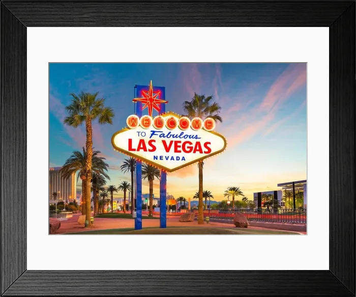 Framed Print : Las Vegas, Nevada, USA at the Welcome to Las Vegas Sign at dusk Framed Print : Las Vegas, Nevada, USA at the Welcome to Las Vegas Sign at dusk