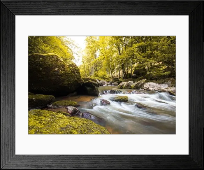 Framed Print : Autumnal forest, rocks covered with moss, fallen leaves. Mountain river with waterfalls at autumn times. Autumn colors, tranquil nature landscape Framed Print : Autumnal forest, rocks covered with moss, fallen leaves. Mountain river with waterfalls at autumn times. Autumn colors, tranquil nature landscape