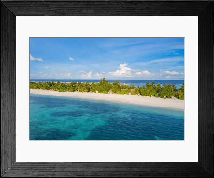 Framed Print : Perfect aerial scenic landscape, luxury tropical resort hotel with water villas and beautiful beach scenery. Amazing bird eyes view in Maldives reef Framed Print : Perfect aerial scenic landscape, luxury tropical resort hotel with water villas and beautiful beach scenery. Amazing bird eyes view in Maldives reef