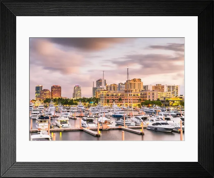 Framed Print : West Palm Beach, Florida, USA downtown skyline at dusk Framed Print : West Palm Beach, Florida, USA downtown skyline at dusk