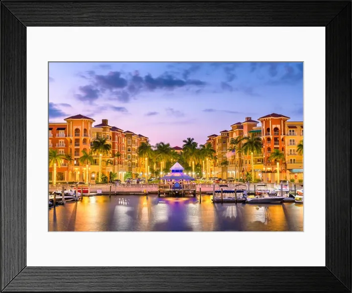Framed Print : Naples, Florida, USA downtown skyline at dusk Framed Print : Naples, Florida, USA downtown skyline at dusk