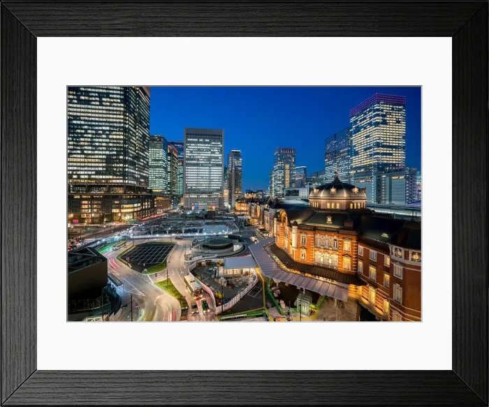 Framed Print : Tokyo railway station and Tokyo highrise building at twilight time in Tokyo, Japan Framed Print : Tokyo railway station and Tokyo highrise building at twilight time in Tokyo, Japan