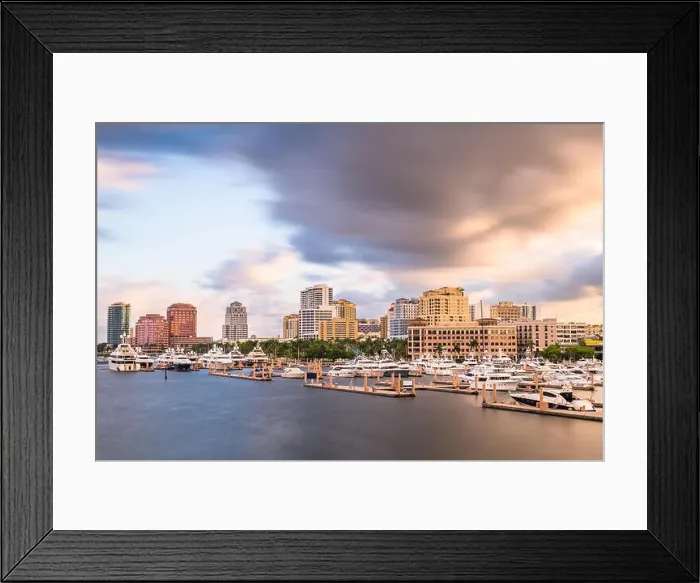 Framed Print : West Palm Beach, Florida, USA downtown skyline at dusk Framed Print : West Palm Beach, Florida, USA downtown skyline at dusk