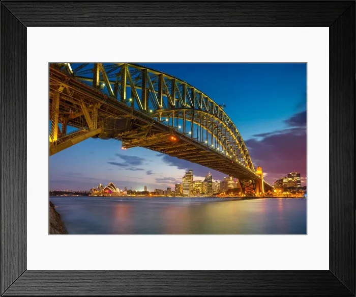 Framed Print : Sydney. Cityscape image of Sydney, Australia with Harbour Bridge at sunset Framed Print : Sydney. Cityscape image of Sydney, Australia with Harbour Bridge at sunset