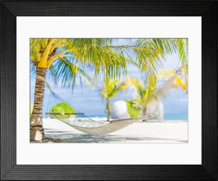 Framed Print : Beach hammock, artistic relaxing and calming summer mood. Exotic travel destination, luxury closeup, palm trees and hot summer vibes on beach Framed Print : Beach hammock, artistic relaxing and calming summer mood. Exotic travel destination, luxury closeup, palm trees and hot summer vibes on beach