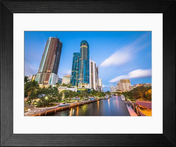 Framed Print : Ft. Lauderdale, Florida, USA cityscape on the river Framed Print : Ft. Lauderdale, Florida, USA cityscape on the river
