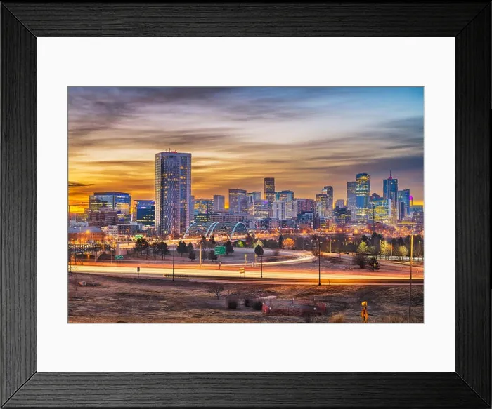 Framed Print : Denver, Colorado, USA downtown city skyline at dawn Framed Print : Denver, Colorado, USA downtown city skyline at dawn