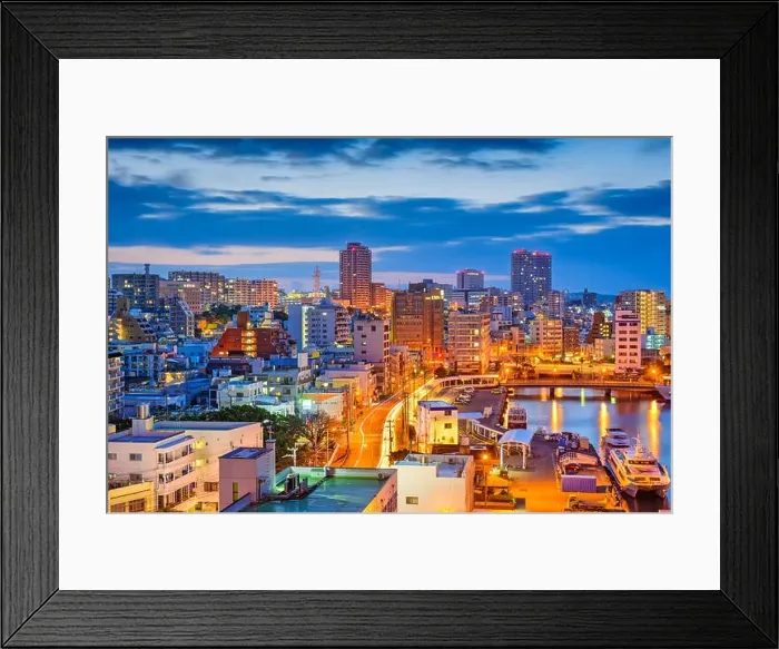 Framed Print : Naha, Okinawa, Japan downtown skyline at night Framed Print : Naha, Okinawa, Japan downtown skyline at night