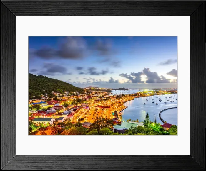 Framed Print : Marigot, St. Martin town skyline Framed Print : Marigot, St. Martin town skyline