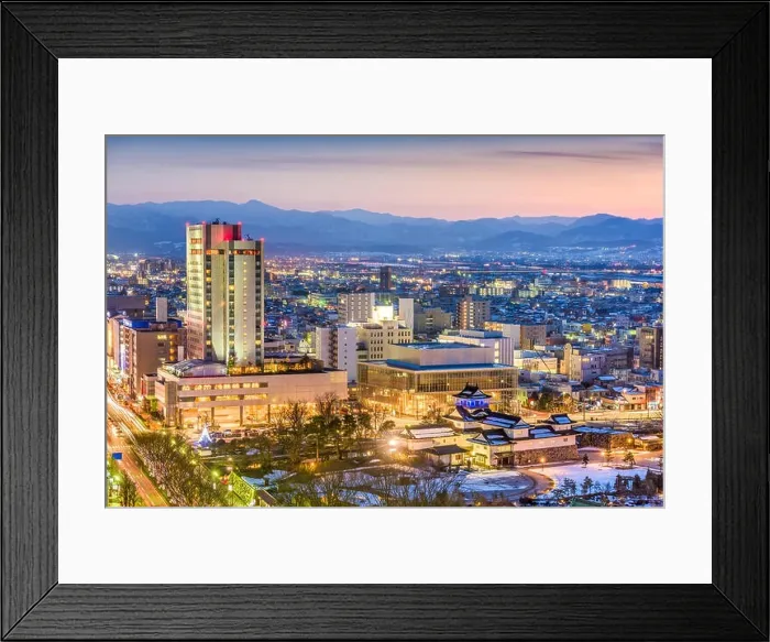 Framed Print : Toyama, Japan downtown city skyline Framed Print : Toyama, Japan downtown city skyline