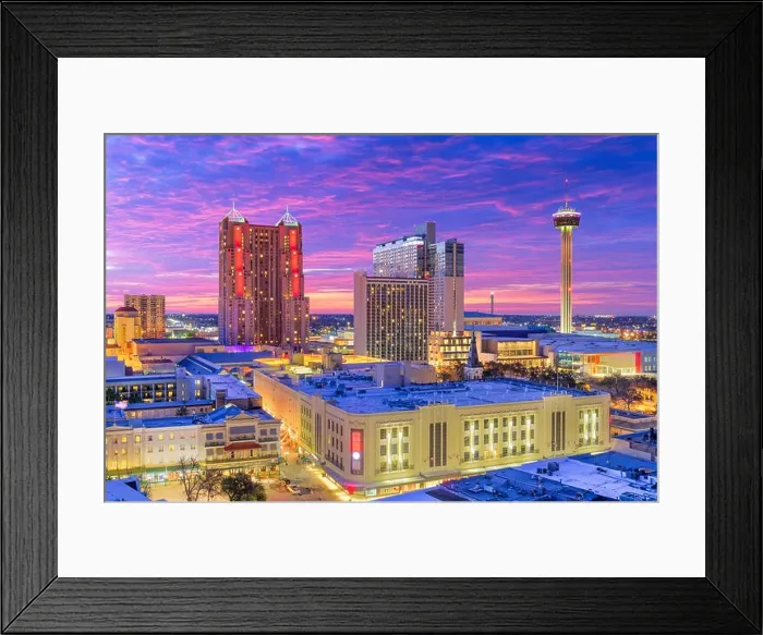 Framed Print : San Antonio, Texas, USA Skyline at dusk from above Framed Print : San Antonio, Texas, USA Skyline at dusk from above