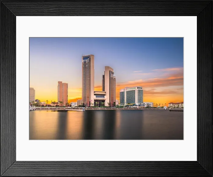 Framed Print : Corpus Christi, Texas, USA skyline on the bay in the evening Framed Print : Corpus Christi, Texas, USA skyline on the bay in the evening