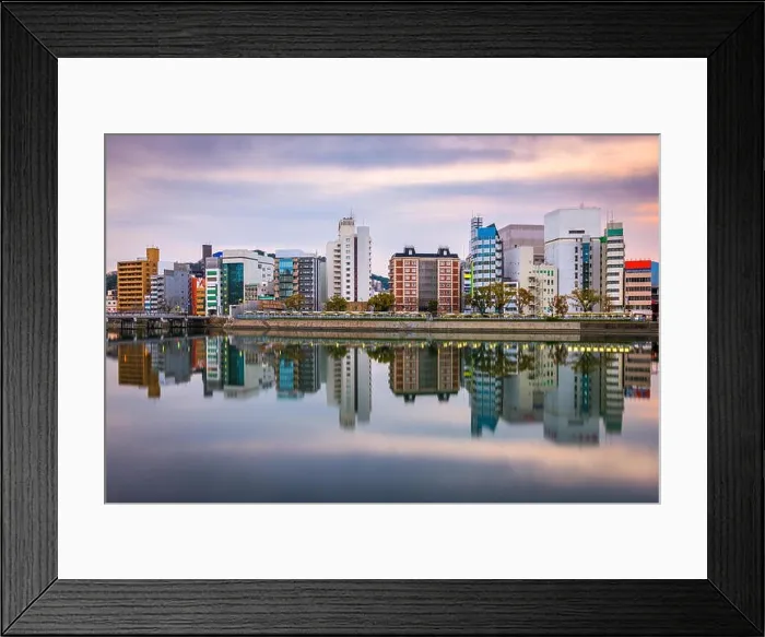 Framed Print : Hiroshima, Japan city skyline on the river Framed Print : Hiroshima, Japan city skyline on the river