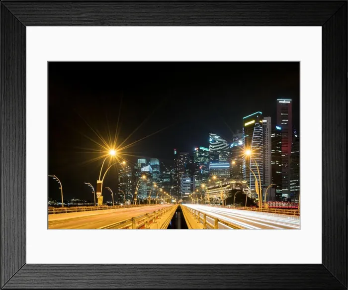 Framed Print : Singapore city, Marina bay Finance and Trade Zone of the modern city night background Framed Print : Singapore city, Marina bay Finance and Trade Zone of the modern city night background
