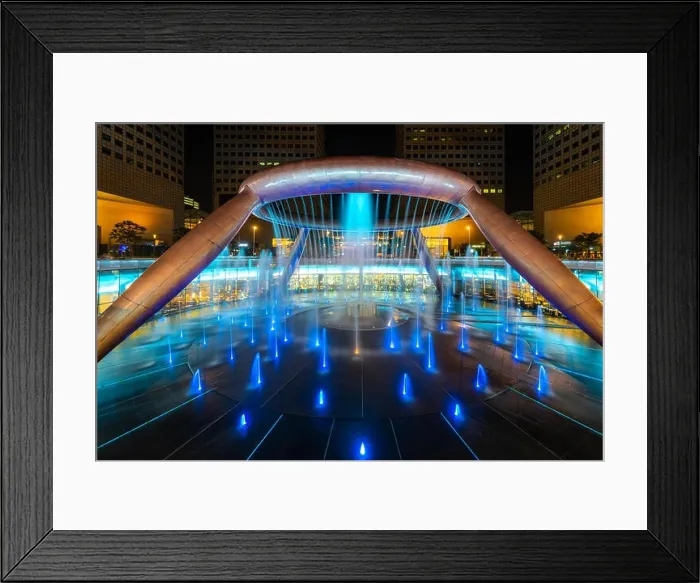 Framed Print : Fountain show at Fountain of Wealth Suntec Tower in Singapore. Fountain of Wealth is biggest fountain in Singapore Framed Print : Fountain show at Fountain of Wealth Suntec Tower in Singapore. Fountain of Wealth is biggest fountain in Singapore