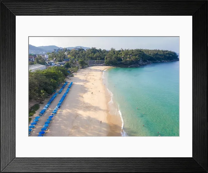 Framed Print : Aerial view of people swimming in the transparent turquoise sea at Karon beach in Phuket, Thailand Framed Print : Aerial view of people swimming in the transparent turquoise sea at Karon beach in Phuket, Thailand