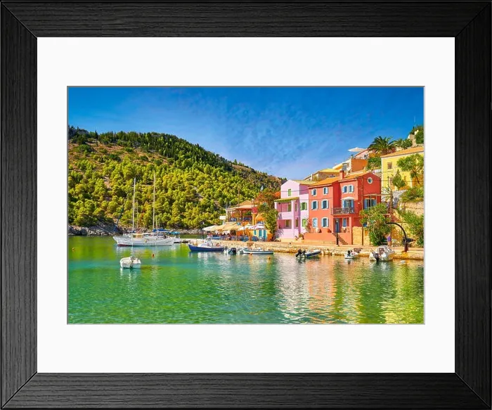 Framed Print : Colorful houses in the Assos village, Kefalonia Island, Greece Framed Print : Colorful houses in the Assos village, Kefalonia Island, Greece
