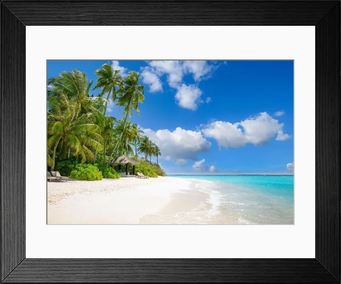 Framed Print : Maldives island beach. Tropical landscape of summer scenery, white sand with palm trees. Luxury travel vacation destination. Exotic beach landscape Framed Print : Maldives island beach. Tropical landscape of summer scenery, white sand with palm trees. Luxury travel vacation destination. Exotic beach landscape