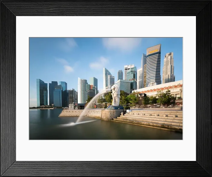 Framed Print : Singapore business district skyline with sunrise in morning at Marina Bay, Singapore Framed Print : Singapore business district skyline with sunrise in morning at Marina Bay, Singapore
