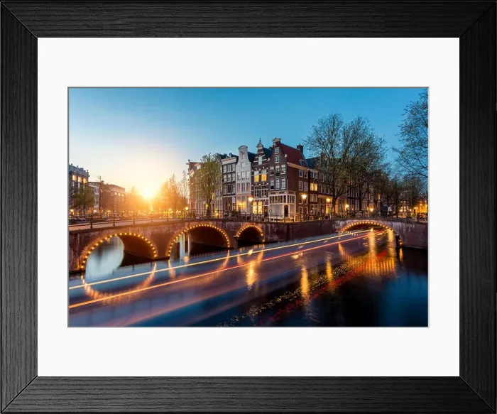 Framed Print : Canals of Amsterdam at night. Amsterdam is the capital and most populous city of the Netherlands Framed Print : Canals of Amsterdam at night. Amsterdam is the capital and most populous city of the Netherlands