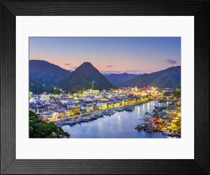 Framed Print : Shimoda, Japan Town Skyline at twilight Framed Print : Shimoda, Japan Town Skyline at twilight