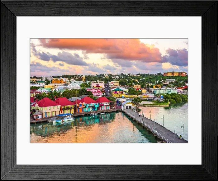 Framed Print : St. John's, Antigua port and skyline at twilight Framed Print : St. John's, Antigua port and skyline at twilight