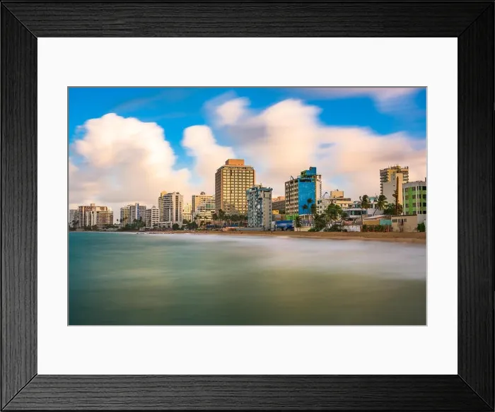 Framed Print : San Juan, Puerto Rico resort skyline on Condado Beach Framed Print : San Juan, Puerto Rico resort skyline on Condado Beach