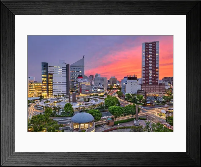 Framed Print : Hamamatsu City, Japan skyline at twilight