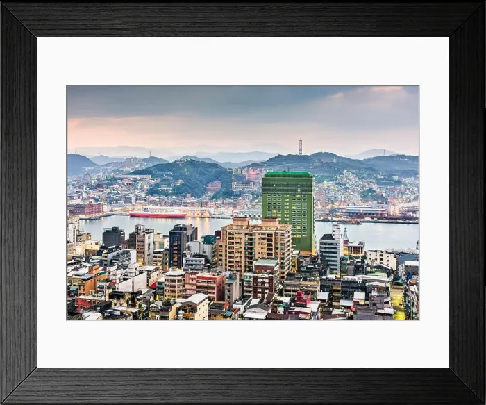 Framed Print : Keelung, Taiwan skyline at twilight Framed Print : Keelung, Taiwan skyline at twilight